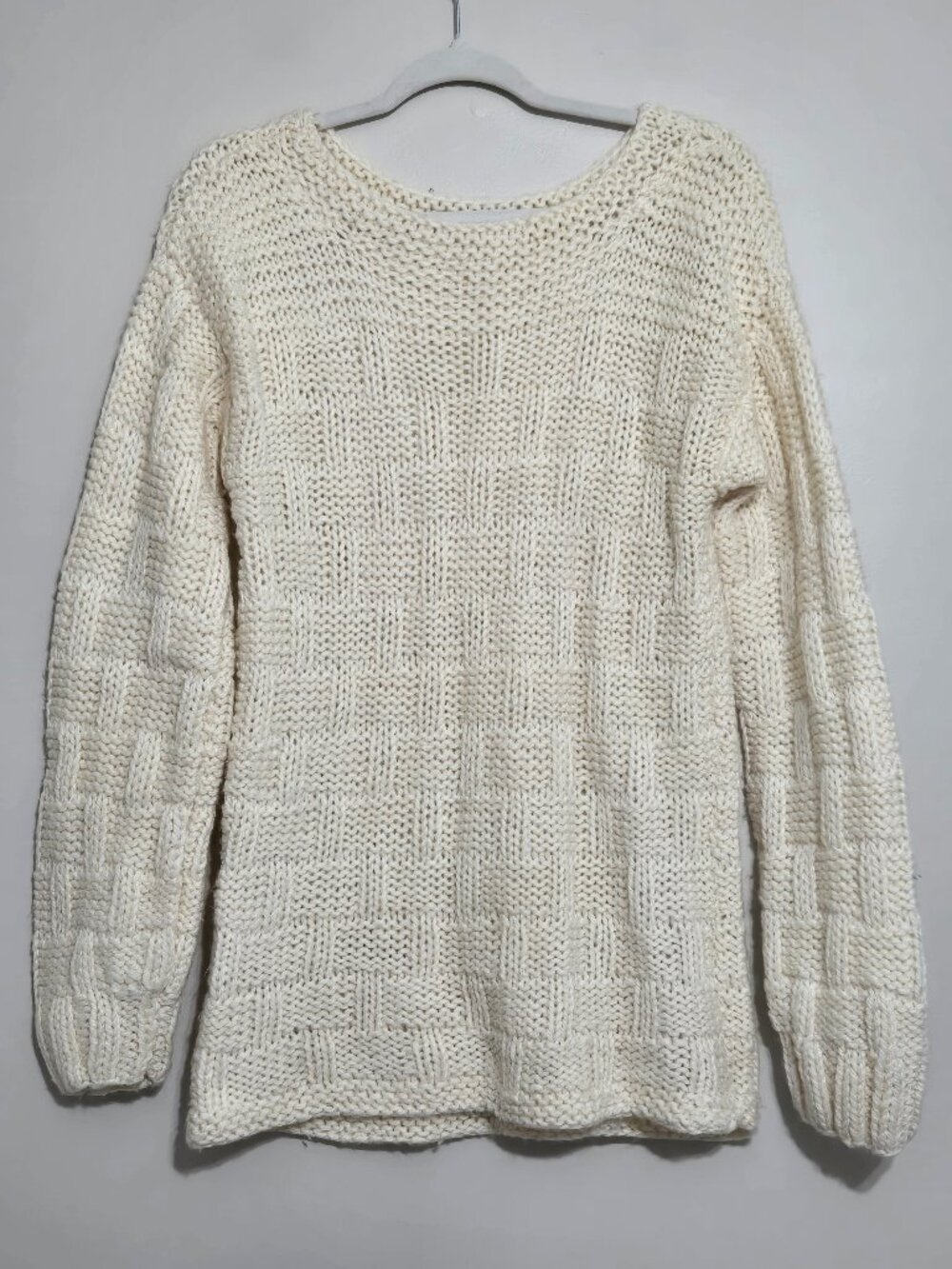 Vintage Dorigo Original Hand Knit Sweater Cream Ivory Made in Italy Chunky M/L